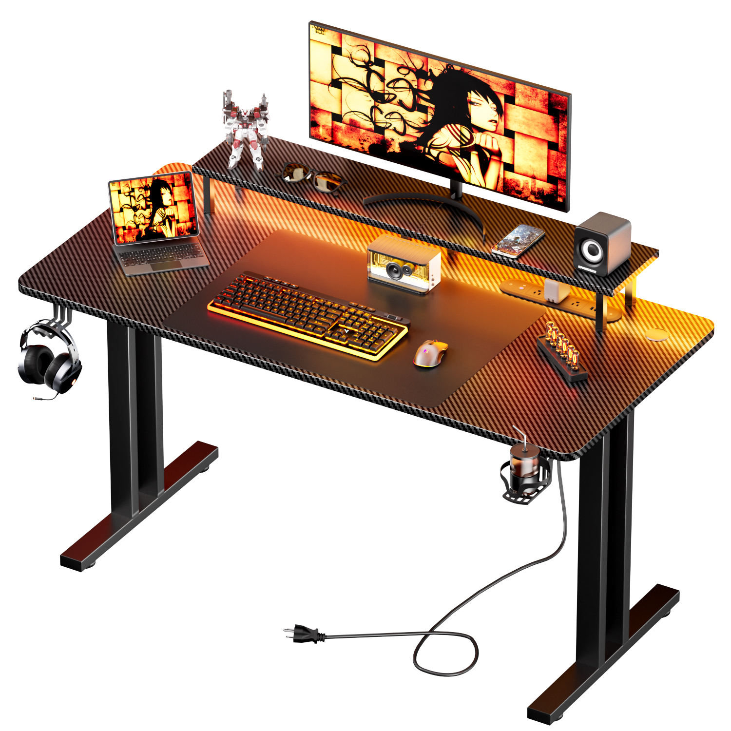Tablet Lap Desk - Gaming Desk with LED Lights &