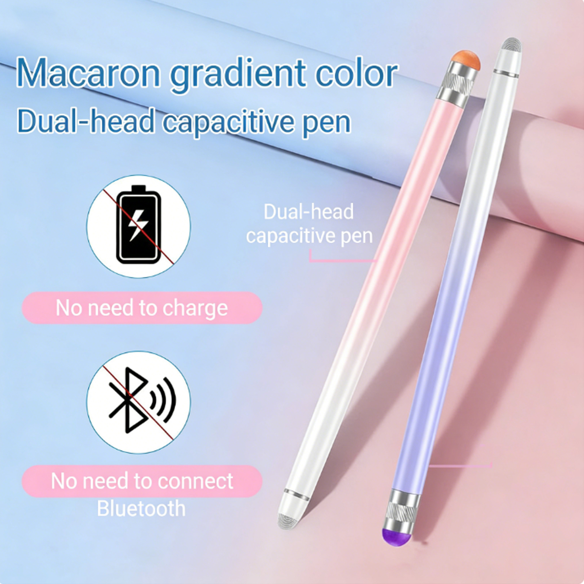 Tablet Drawing Accessories - Graduated Color Silver Fiber Tip Dual-Head