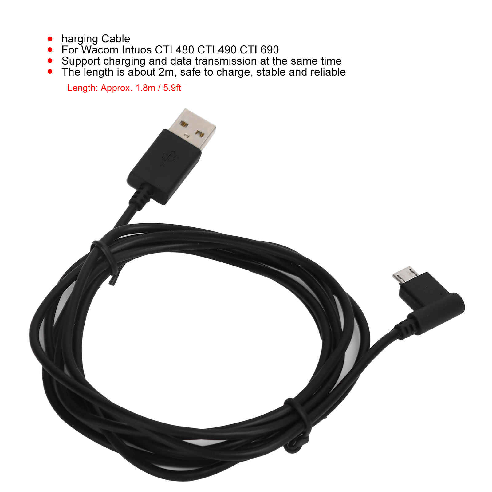 Tablet Drawing Accessories - 1.8m Charging Cable Power Supply Cord
