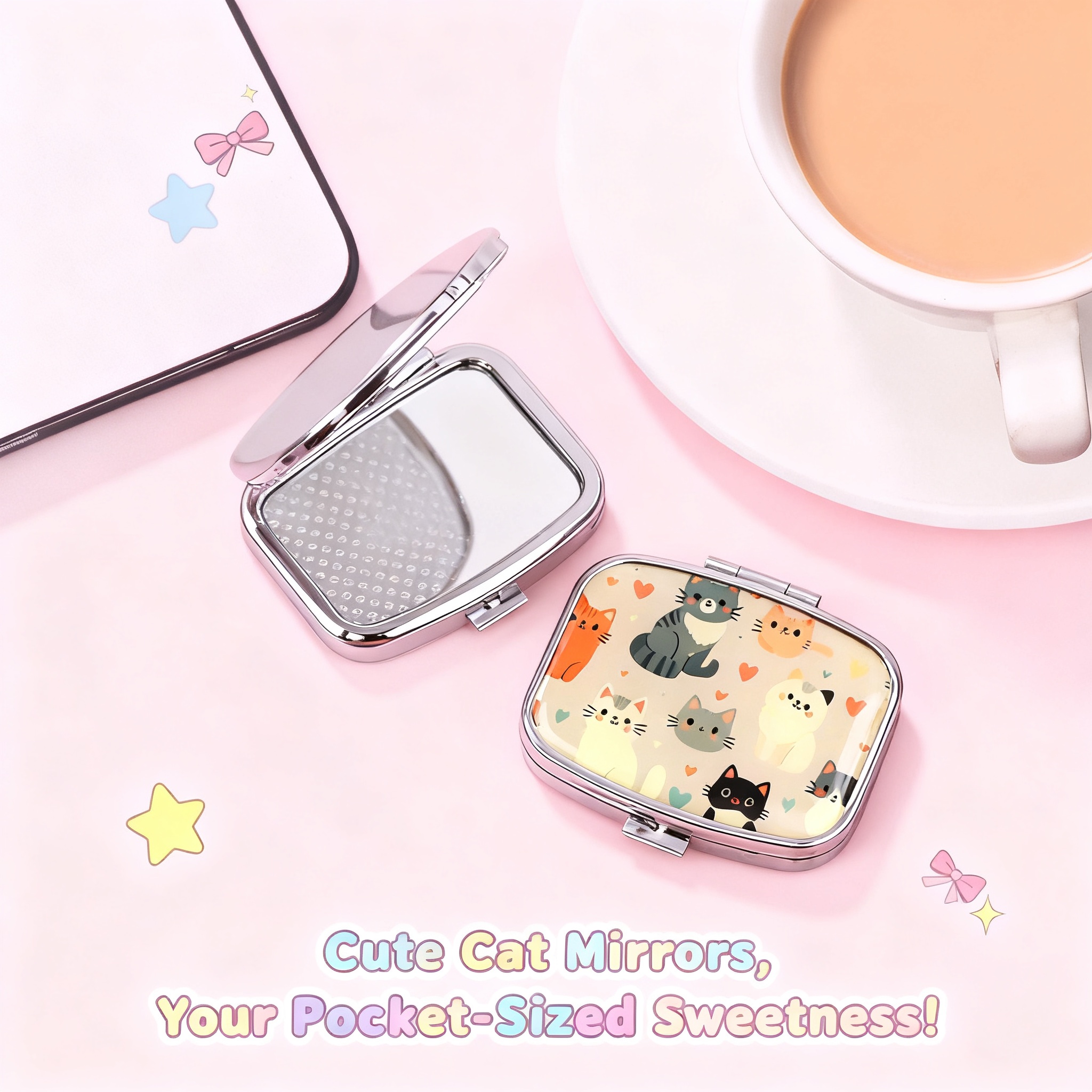 Tablet Accessory - Cartoon Colorful Cats Travel Pill Organizer