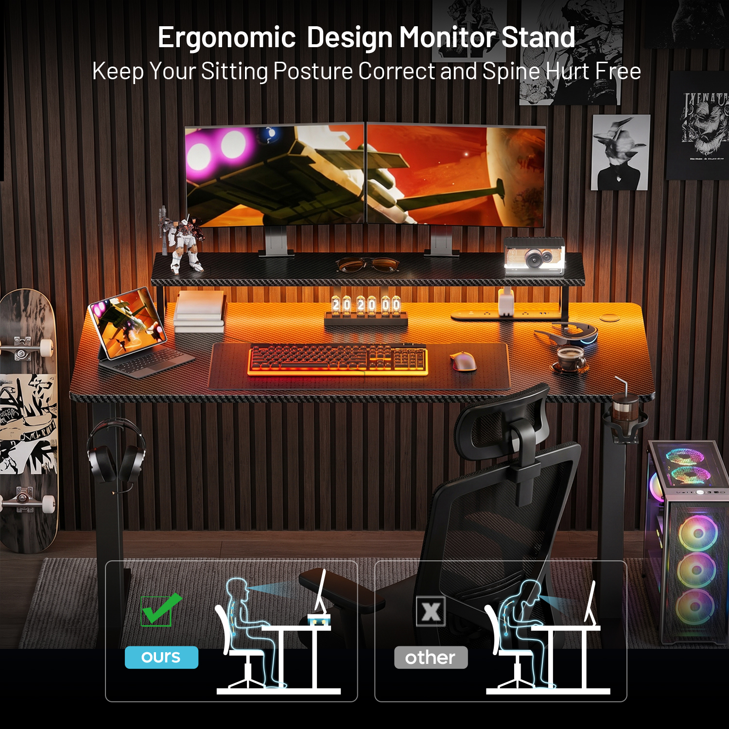 Gaming Desk with LED Lights &  - Tablet Lap Desk 리뷰 및 가격